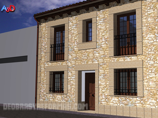 Proyecto en 3D rehablitación de fachada por A3D Arq3Design.